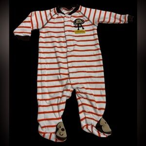 Carter's Red and White Striped Monkey Footie